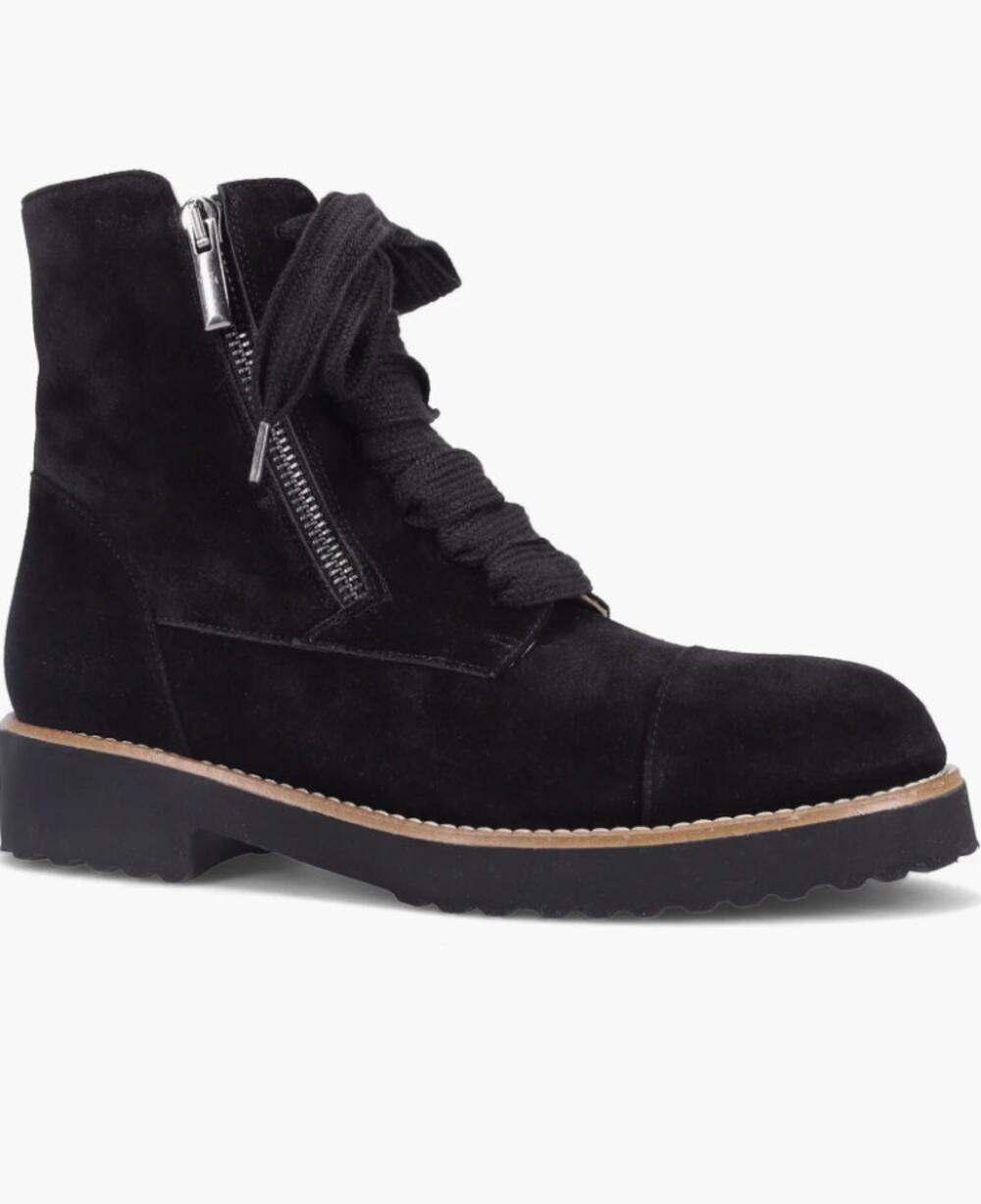 Ron White Tara Water Resistant Lace-Up Booties 8.5 39 NWT Black Suede Combat Y2K